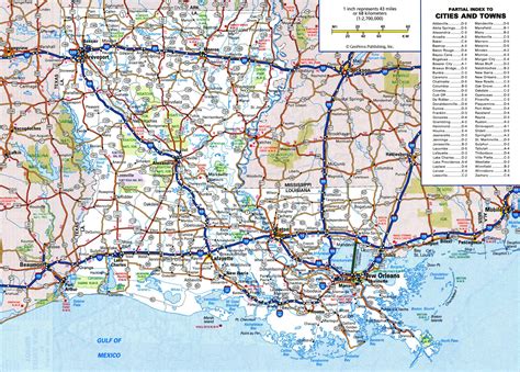 detailed louisiana road map.